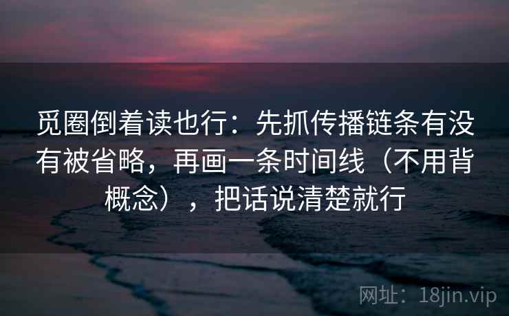 觅圈倒着读也行：先抓传播链条有没有被省略，再画一条时间线（不用背概念），把话说清楚就行